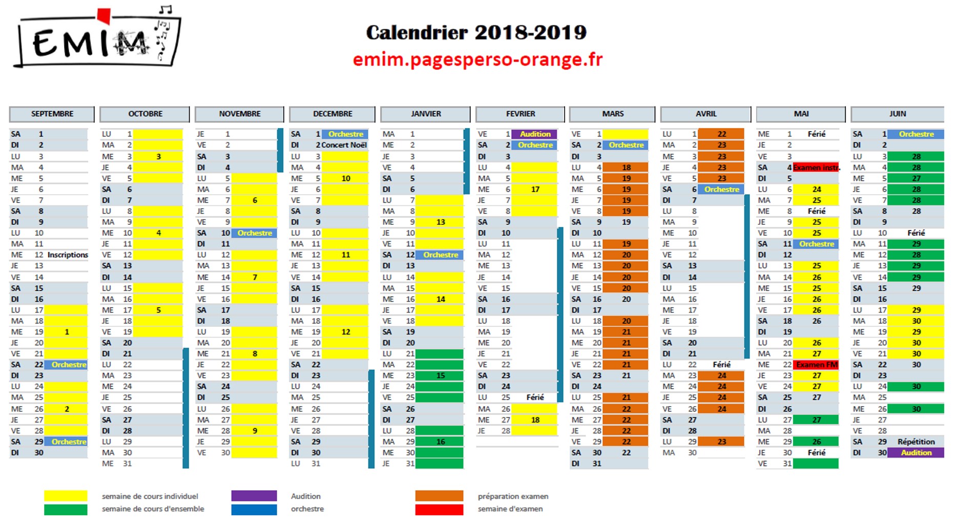 Calendrier de l'anne 2022/2023